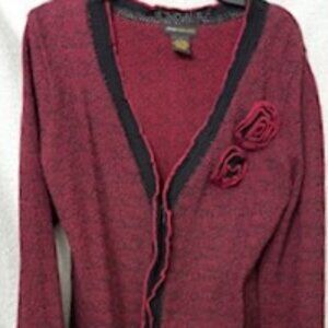 Grace Dane Lewis vintage knitted black and deep red jacket Size S